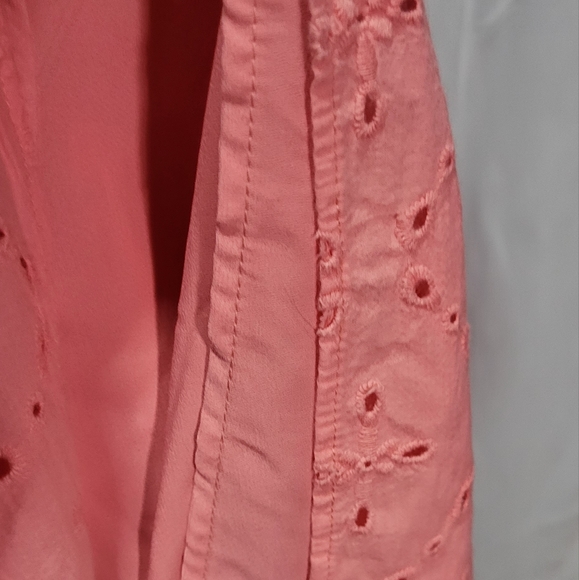 Knox Rose Women's Salmon Pink Eyelet Babydoll Mini Dress Size Medium - Picture 7 of 11